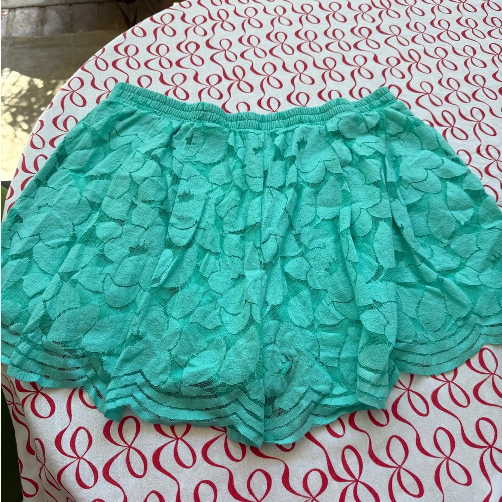 torrid Teal Layered Lace Shorts